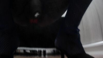 Giving a Footjob after teasing you with long toenails claws, soles, fishnets and sandals