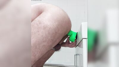 Chastity bear fucking my hole with my newest toy