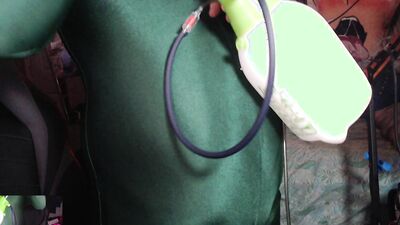 Stretchy Green Unitard Belly Inflation