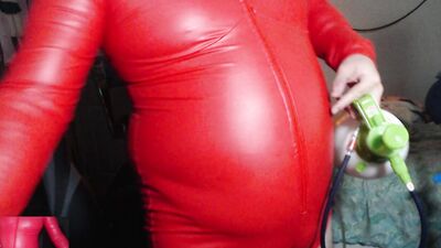 Red Pleather Bodysuit Air Inflation
