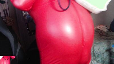 Red Pleather Bodysuit Air Inflation
