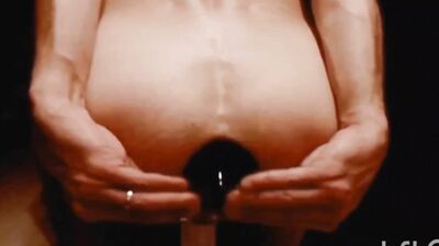 25 years old clarabitch anal training with huge dildo in is teenie slut ass