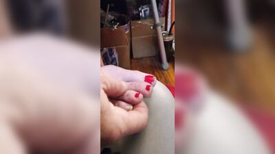 Pink legs red toes, that's the way it sometimes goes. Bubble butt and satin nuts, are a pleasure everyone must know.