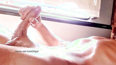 Skinny twink cums a lot. Huge cumshot after Edging jerking off