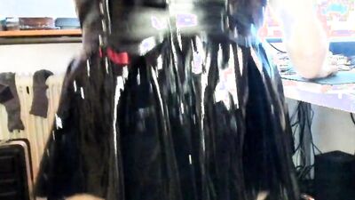 Latex Crossdresser Anal workout with huge Buttplugs