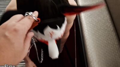 This puppy bitch gets fucked bareback by his master then lick the cum on his feet