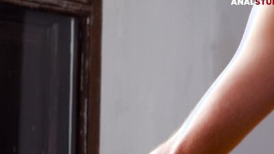 Anal stretching session in the balcony!