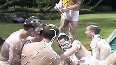 Twink gays sucking and fucking in outdoor hardcore orgy