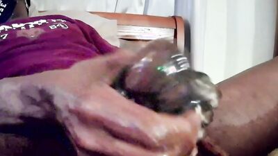 Horny, moaning n PopperGasm from stroking my greasy lacrosse dick with messy cumshot