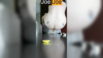 Taking a quick shower then fucking my ass with big dildo