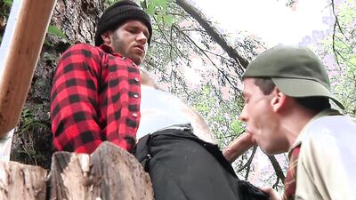 TWINKPOP - Jimmy Fanz Is Cutting Woods Then Zac Stevens Shows Up To Get His Wood In His Asshole