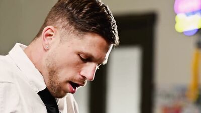 Sexy Waiter Dicks Down Hunk Flirt At Work - NextDoorStudios