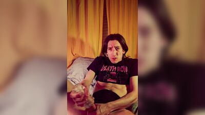 cute guy edges big cock with fleshlight until they cum while listening to breakcore