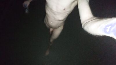 Piss showering totally naked in public