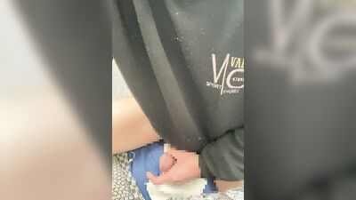 In the morning, I squeezed my tickling cock with my clothes on and the white milk splattered out.