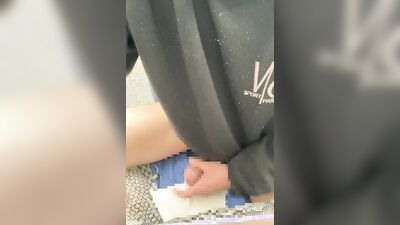 In the morning, I squeezed my tickling cock with my clothes on and the white milk splattered out.