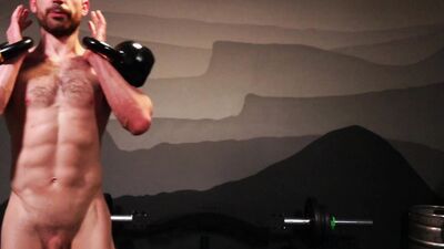 74" cumshot after full naked workout (Jay Stroke)