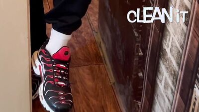 athletic master in Nike TN's orders the slutty businessman to make a show for him and have fun till