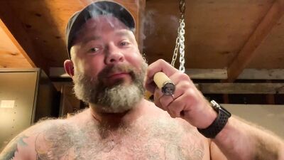 Daddy Kurt is Smoking & Stroking in the Garage Sling