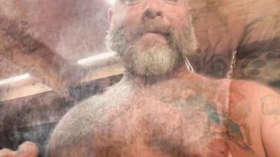 Daddy Kurt is Smoking & Stroking in the Garage Sling