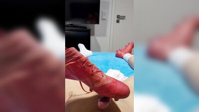German boy fucks his dirty soccer shoes and cums hard