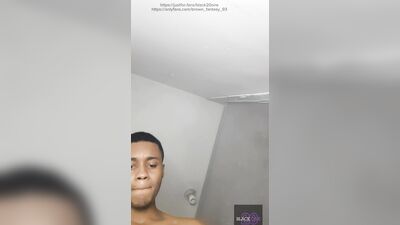 The handsome guy es with his black cock is recording for you