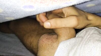 ????????????????Bastard Empties Semen From His Big Cock Under the Sheets, Suck Please!????????!