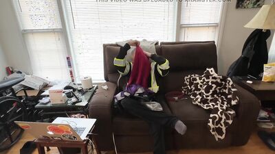 Mar 2 2024 - A little solo breathplay fun with my sweaty hiviz vest and scrub shirt in my MakeItKinky Punishment Top