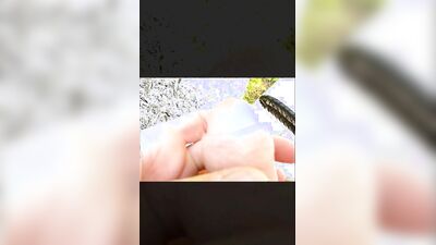 uncut boy WS comp, drink, pee on wet shorts, outdoors