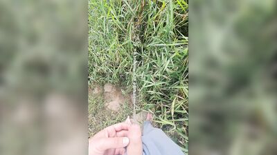 uncut boy WS comp, drink, pee on wet shorts, outdoors