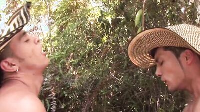 Raw Fuck Trio with Cum Hungry Hispanic Tree Cutter