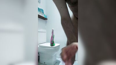 Chastiy locked bear with monster dildo
