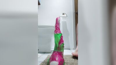Chastiy locked bear with monster dildo