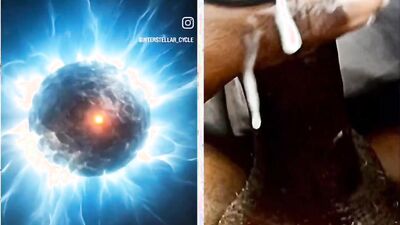 PULSATING NEUTRON STAR SPINNING INTO FORMING WHITE STAR NEXT TO MY EJACULATE OF THICC MILKY WHITE CUM IMMORTAL
