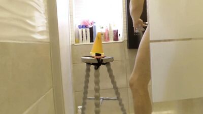 anal rinse then insertion cone and strapon dildo in shower cam2
