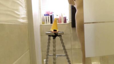 anal rinse then insertion cone and strapon dildo in shower cam2
