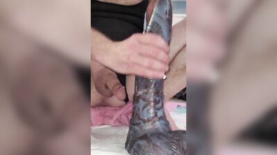 Bad Dragon large Sveinn pounds my ass deep. Thick buck left me used, gapped and dripping its cum