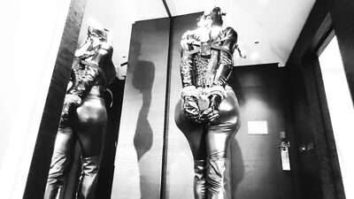 Black latex sissy slave doll gets stuck in selfbondage