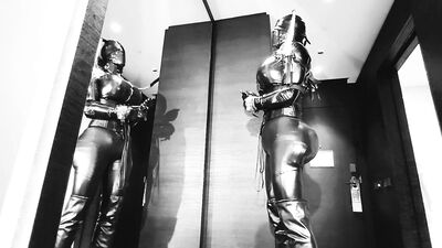 Black latex sissy slave doll gets stuck in selfbondage