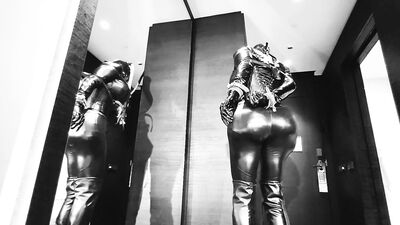 Black latex sissy slave doll gets stuck in selfbondage