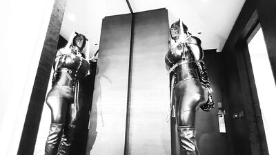 Black latex sissy slave doll gets stuck in selfbondage