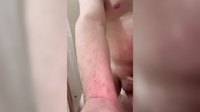 Solo jerking off chub in the shower