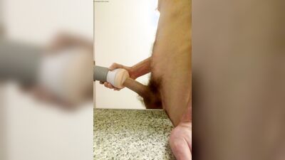 Masturbation in elephant trunk G string with fake vagina