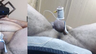 Estim while watching VR porn