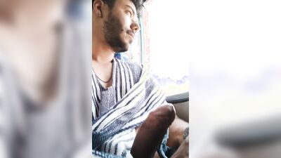 Exhibitionist handjob on bus