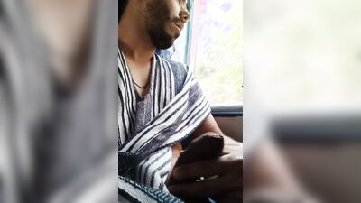 Exhibitionist handjob on bus