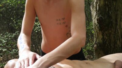 Alan Lay Nude on the Massage Table While Vadim Sat Astride Him and Worked Massage Gel Into His Muscular Shoulders