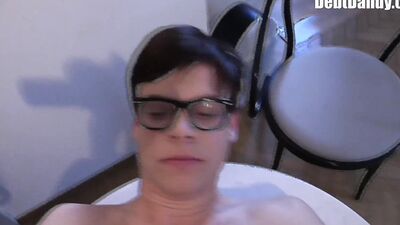 TWINKPOP - Bespectacled Twink Clearly Sees Lots Of Cash & Instantly Kneels Down To Suck A Dick To Earn Some