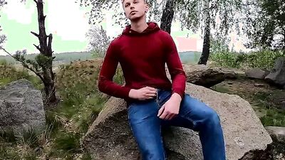 extreme of a handsome guy in a city park
