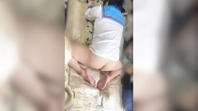 Voyeur video of pseudo-sex of an unpopular perverted boy in uniform